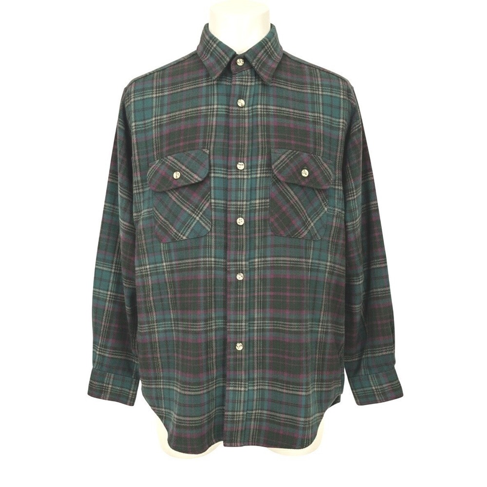Vtg NEW Five Brother Flannel‎ Shirt Mens Size L Blue Plaid USA Cone Fabric - CJ